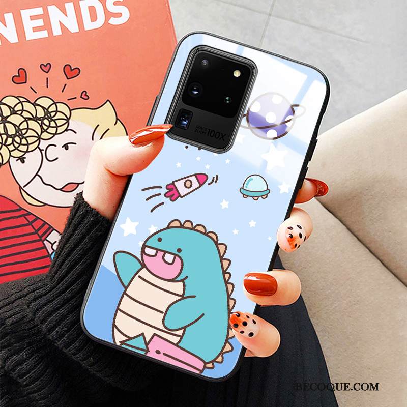 Kuori Samsung Galaxy S20 Ultra Sarjakuva Lasi Puhelimen Kuoret, Kotelo Samsung Galaxy S20 Ultra Pehmeä Neste Murtumaton Vihreä