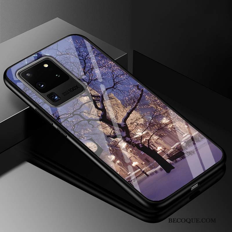 Kuori Samsung Galaxy S20 Ultra Silikoni Murtumaton Puhelimen Kuoret, Kotelo Samsung Galaxy S20 Ultra Suojaus Violetti Lasi