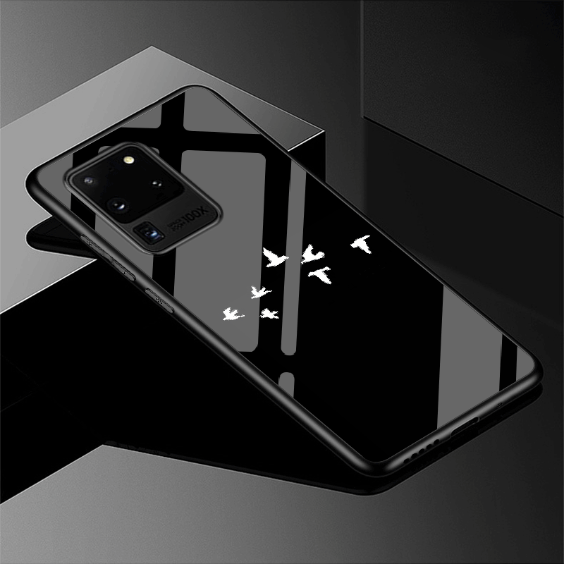 Kuori Samsung Galaxy S20 Ultra Silikoni Puhelimen Kuoret Lasi, Kotelo Samsung Galaxy S20 Ultra Pehmeä Neste Persoonallisuus Punainen