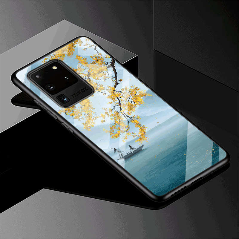 Kuori Samsung Galaxy S20 Ultra Silikoni Puhelimen Kuoret Lasi, Kotelo Samsung Galaxy S20 Ultra Pehmeä Neste Persoonallisuus Punainen