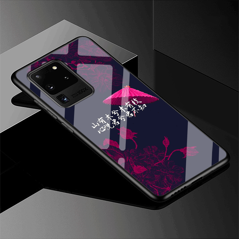 Kuori Samsung Galaxy S20 Ultra Silikoni Puhelimen Kuoret Lasi, Kotelo Samsung Galaxy S20 Ultra Pehmeä Neste Persoonallisuus Punainen