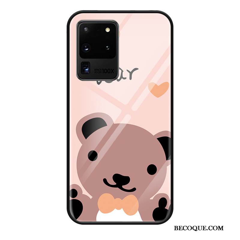 Kuori Samsung Galaxy S20 Ultra Silikoni Puhelimen Kuoret Pieni, Kotelo Samsung Galaxy S20 Ultra Sarjakuva Lasi Bear