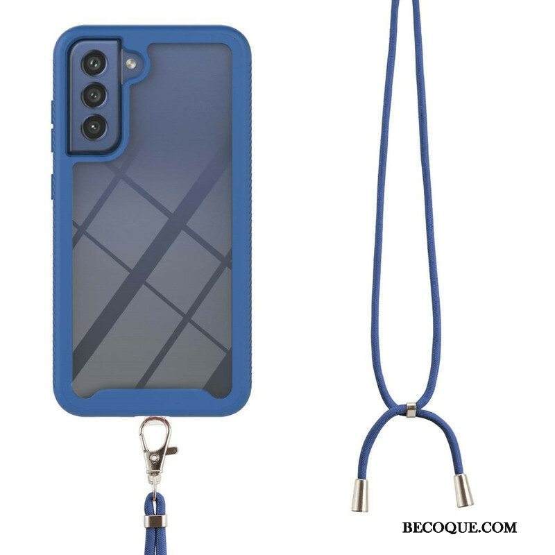 Kuori Samsung Galaxy S21 FE Hybridi Johdolla Ja Värillisellä Ääriviivalla