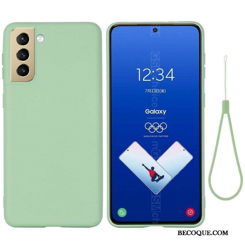 Kuori Samsung Galaxy S21 FE Nestemäinen Silikoni Kaulanauhalla