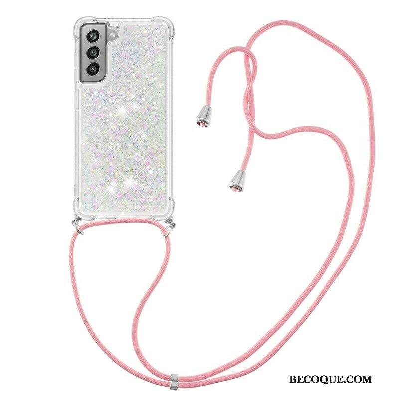 Kuori Samsung Galaxy S21 FE Paljetteja Ja Kiristysnyöri