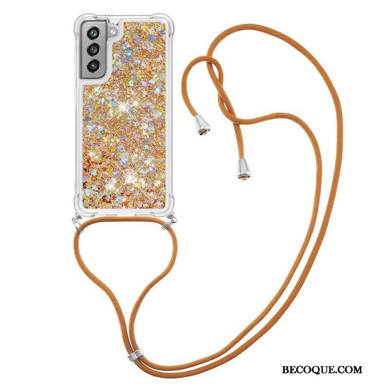 Kuori Samsung Galaxy S21 FE Paljetteja Ja Kiristysnyöri