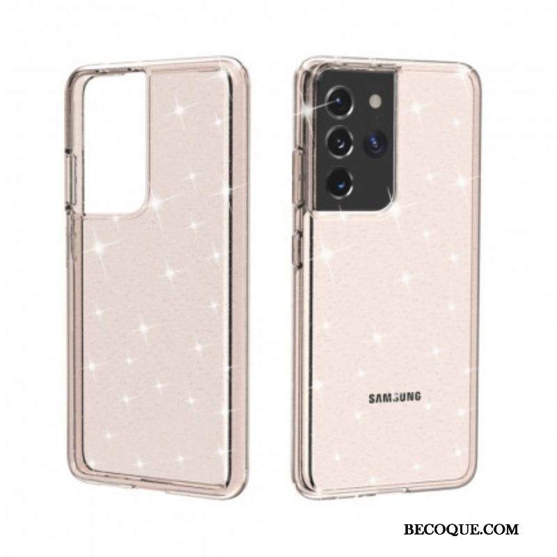 Kuori Samsung Galaxy S21 Ultra 5G Läpinäkyvät Paljetit
