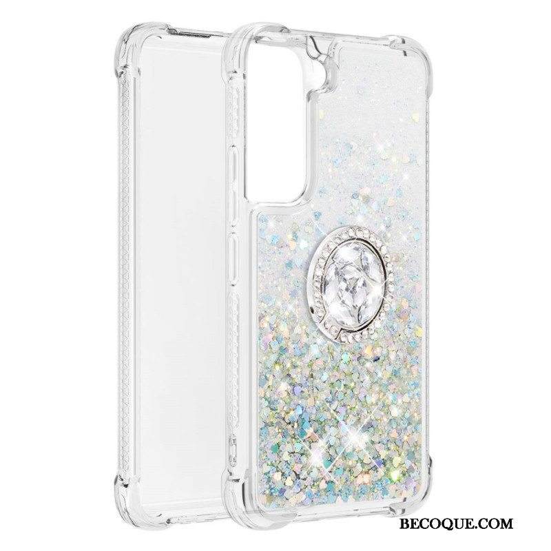 Kuori Samsung Galaxy S22 5G Paljetteja Rengastuella