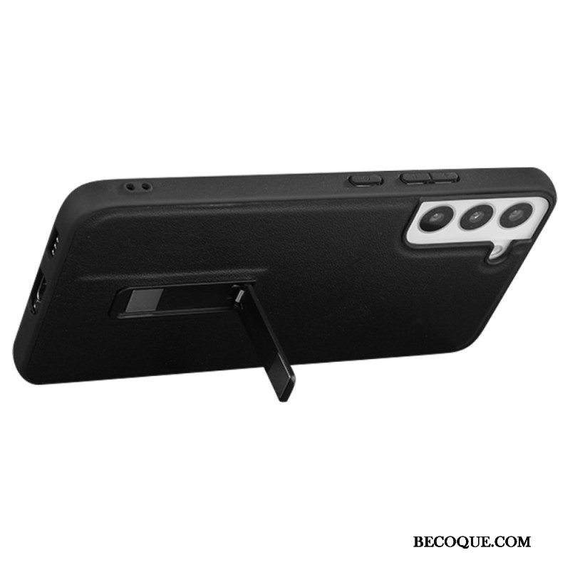 Kuori Samsung Galaxy S23 Plus 5G Keinonahkaa Jalustalla