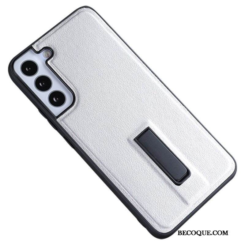 Kuori Samsung Galaxy S23 Plus 5G Keinonahkaa Jalustalla