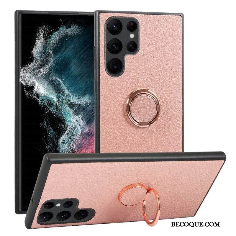 Kuori Samsung Galaxy S23 Ultra 5G Keinonahkainen Litsisormusteline