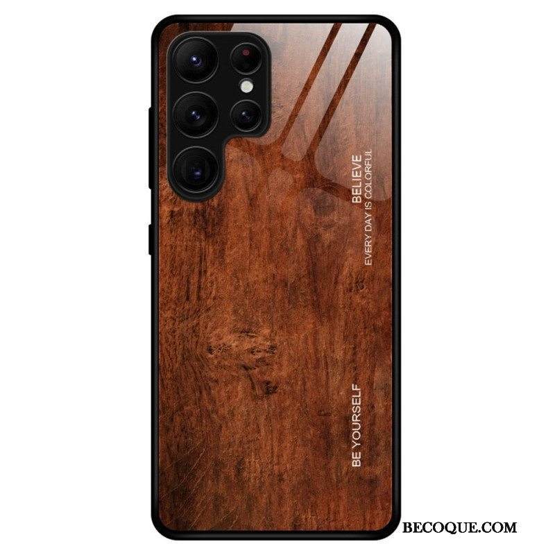 Kuori Samsung Galaxy S23 Ultra 5G Wood Design Karkaistu Lasi