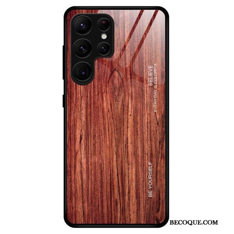 Kuori Samsung Galaxy S23 Ultra 5G Wood Design Karkaistu Lasi