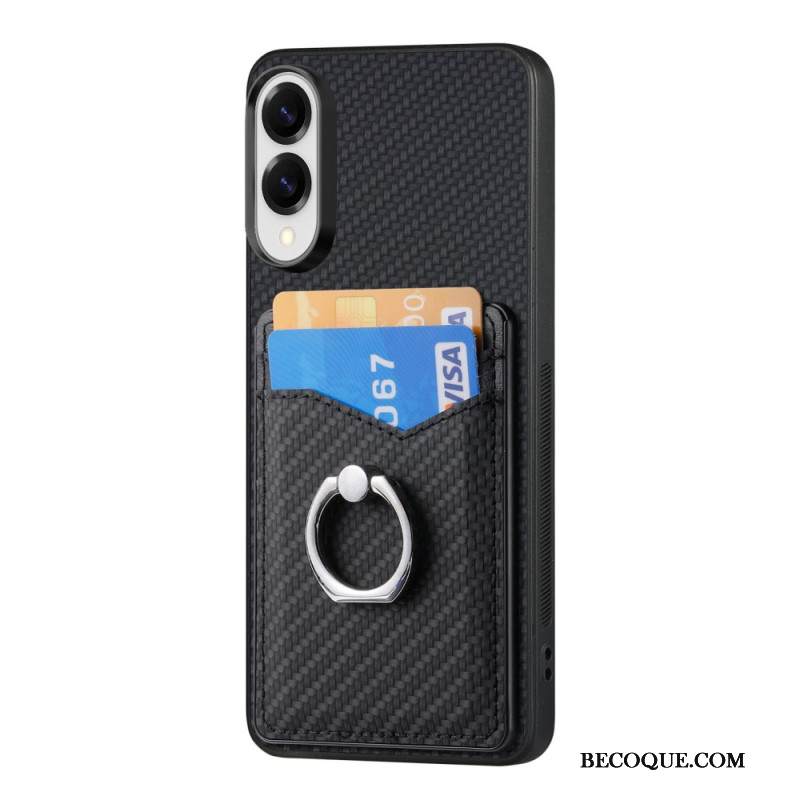 Kuori Samsung Galaxy S25 5g Edge Hiilikuituinen Korttikotelo Ja Rengasteline Suojakuori