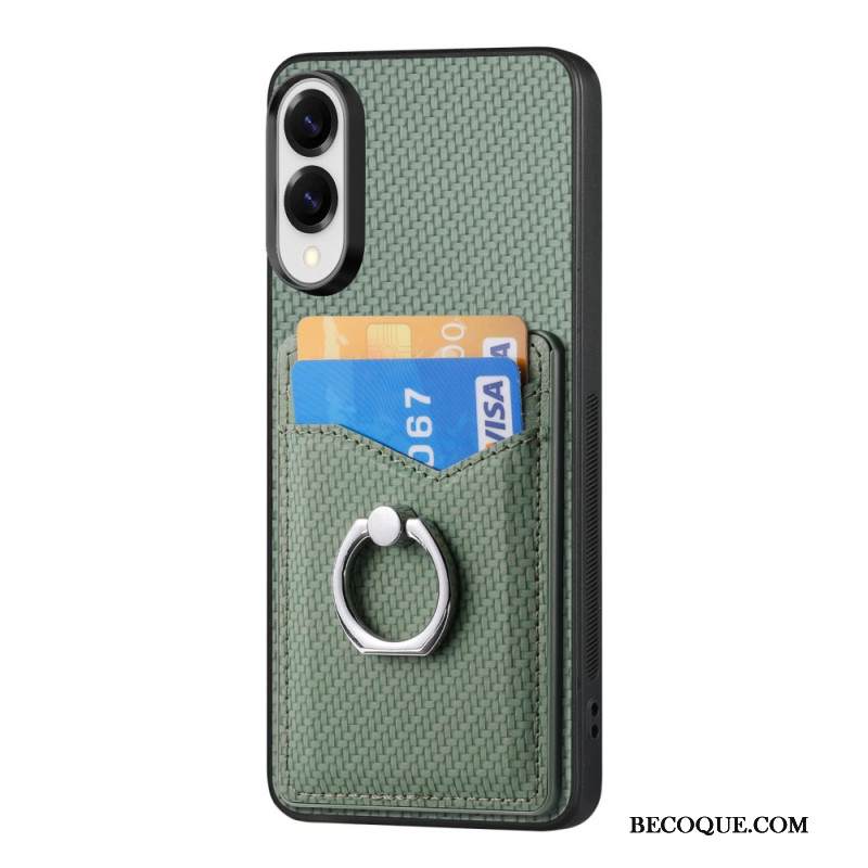 Kuori Samsung Galaxy S25 5g Edge Hiilikuituinen Korttikotelo Ja Rengasteline Suojakuori