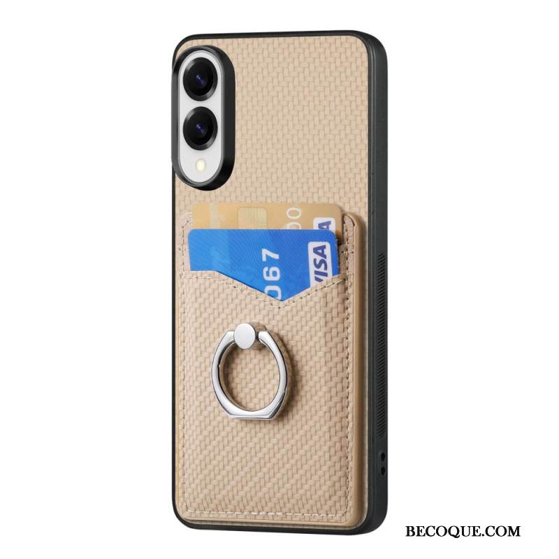 Kuori Samsung Galaxy S25 5g Edge Hiilikuituinen Korttikotelo Ja Rengasteline Suojakuori