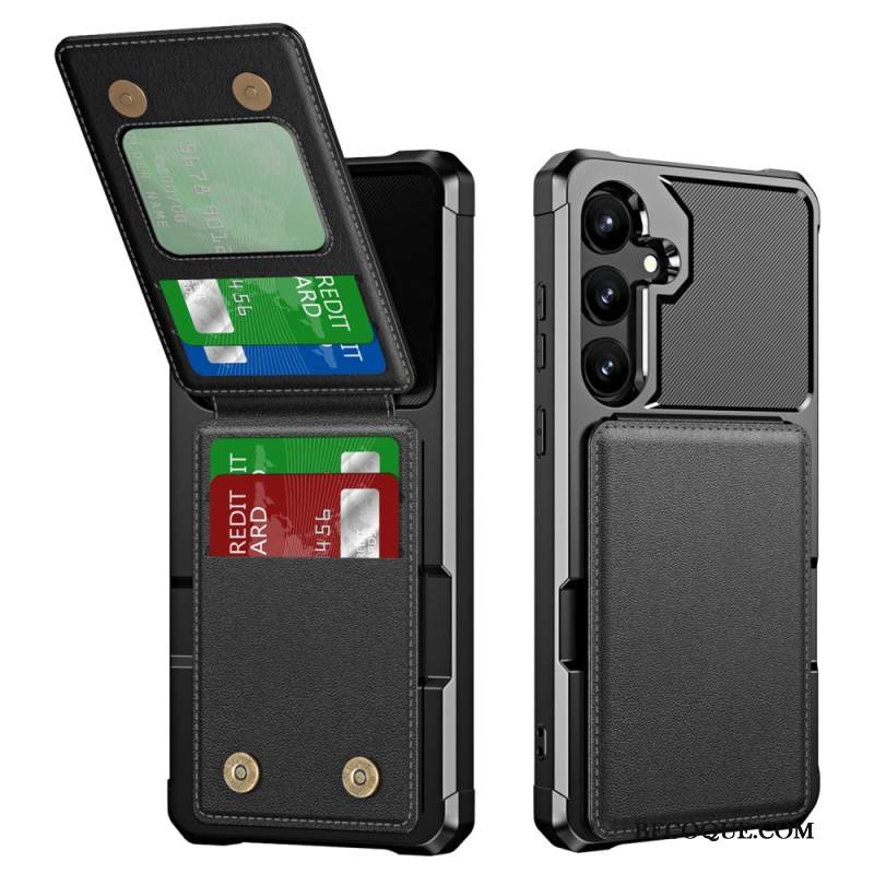 Kuori Samsung Galaxy S25 5g Metallikuvioinen Korttikotelo Ja Teline