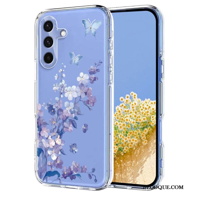 Kuori Samsung Galaxy S25 Fe Läpinäkyvä Kukka- Ja Perhoskuvio Suojakuori