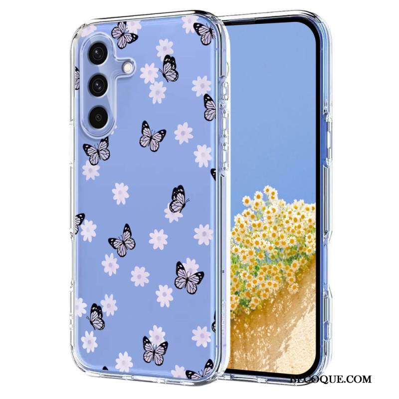 Kuori Samsung Galaxy S25 Fe Läpinäkyvä Kukka- Ja Perhoskuvio Suojakuori