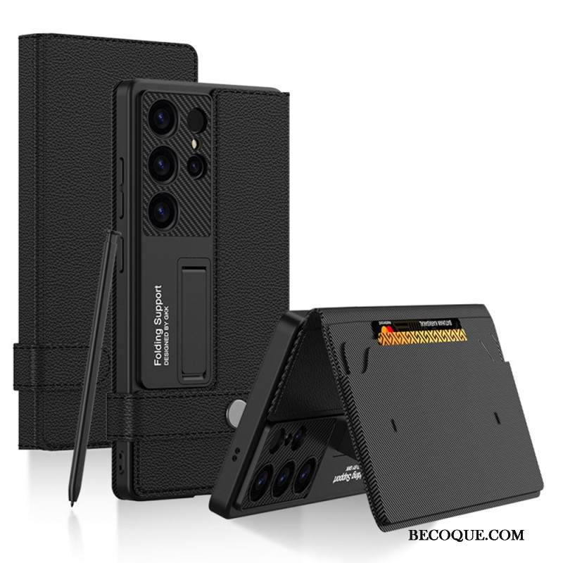 Kuori Samsung Galaxy S25 Ultra 5g Gkk-korttikotelolla Ja Jalustalla