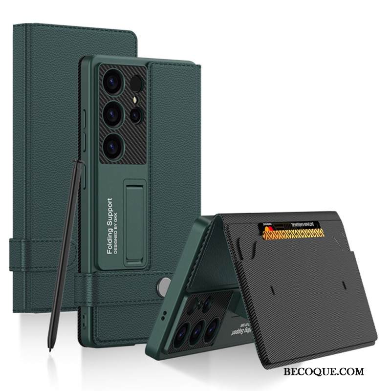 Kuori Samsung Galaxy S25 Ultra 5g Gkk-korttikotelolla Ja Jalustalla