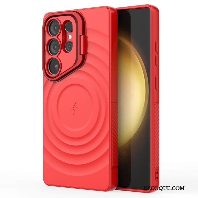 Kuori Samsung Galaxy S25 Ultra 5g Magsafe-yhteensopiva Aaltoileva Muotoilu Jalustalla Suojakuori