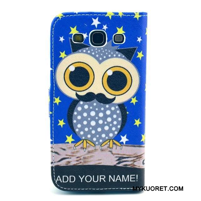 Kuori Samsung Galaxy S3 Nahka Puhelimen Kuoret Kissa, Kotelo Samsung Galaxy S3 Sarjakuva Vihreä