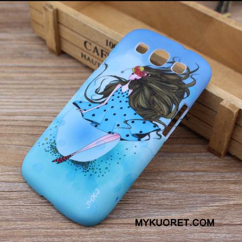 Kuori Samsung Galaxy S3 Sarjakuva Puhelimen Kuoret Kova, Kotelo Samsung Galaxy S3 Suojaus Pesty Suede Sininen