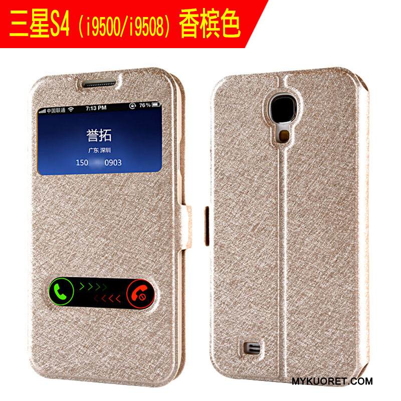 Kuori Samsung Galaxy S4 Kuoret Ultra Ohut, Kotelo Samsung Galaxy S4 Nahka Puhelimen Kuoret Kulta
