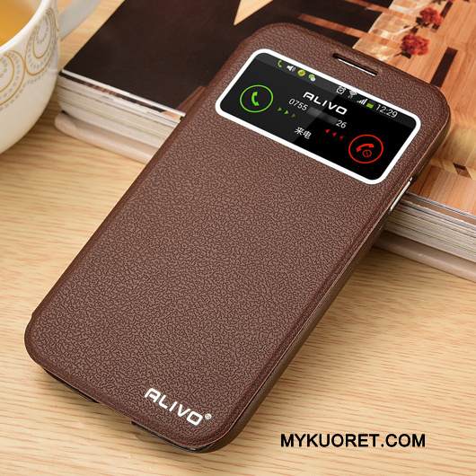 Kuori Samsung Galaxy S4 Nahka Punainen Puhelimen Kuoret, Kotelo Samsung Galaxy S4 Suojaus