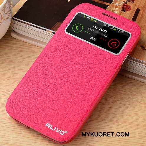 Kuori Samsung Galaxy S4 Nahka Punainen Puhelimen Kuoret, Kotelo Samsung Galaxy S4 Suojaus