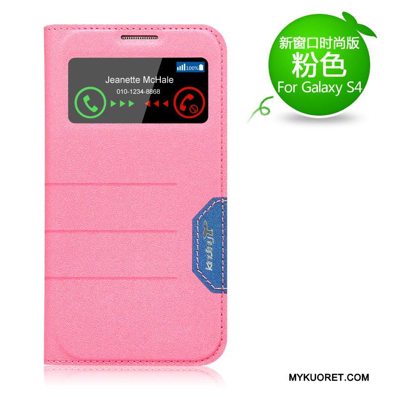 Kuori Samsung Galaxy S4 Nahka Uusi Punainen, Kotelo Samsung Galaxy S4 Suojaus Puhelimen Kuoret