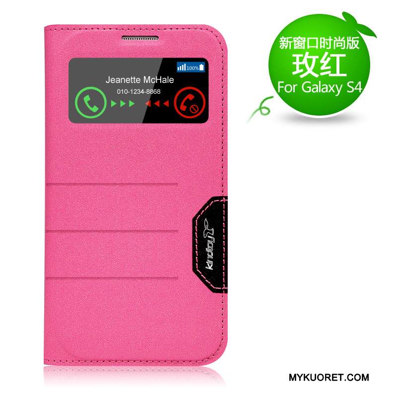 Kuori Samsung Galaxy S4 Nahka Uusi Punainen, Kotelo Samsung Galaxy S4 Suojaus Puhelimen Kuoret