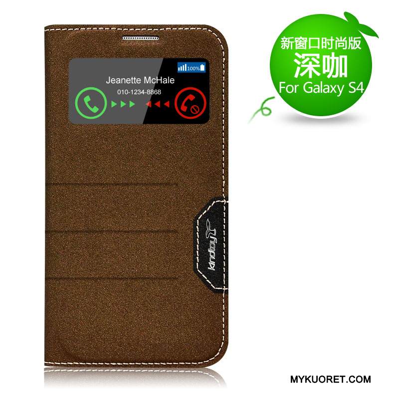 Kuori Samsung Galaxy S4 Nahka Uusi Punainen, Kotelo Samsung Galaxy S4 Suojaus Puhelimen Kuoret