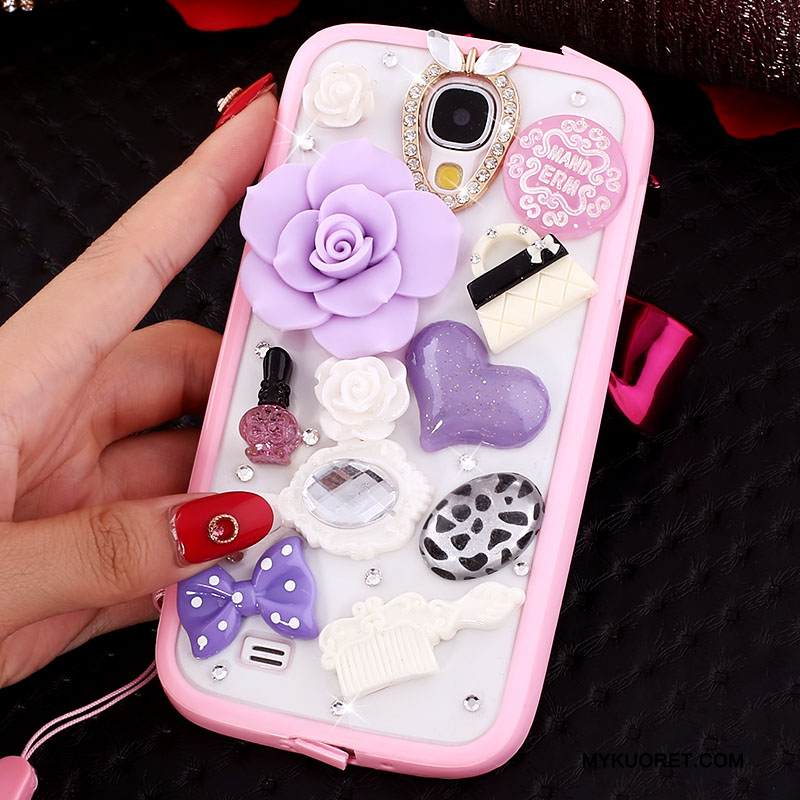 Kuori Samsung Galaxy S4 Suojaus Puhelimen Kuoret Violetti, Kotelo Samsung Galaxy S4 Ripustettavat Koristeet Läpinäkyvä