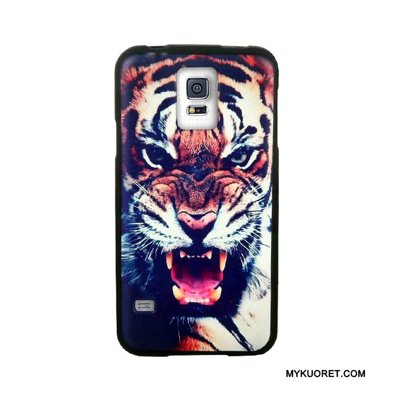 Kuori Samsung Galaxy S5 Kohokuviointi Karkaisu Kalvo, Kotelo Samsung Galaxy S5 Pehmeä Neste Trendi Valkoinen