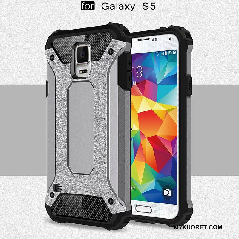 Kuori Samsung Galaxy S5 Laukut Pesty Suede Puhelimen Kuoret, Kotelo Samsung Galaxy S5 Suojaus Hopea Murtumaton
