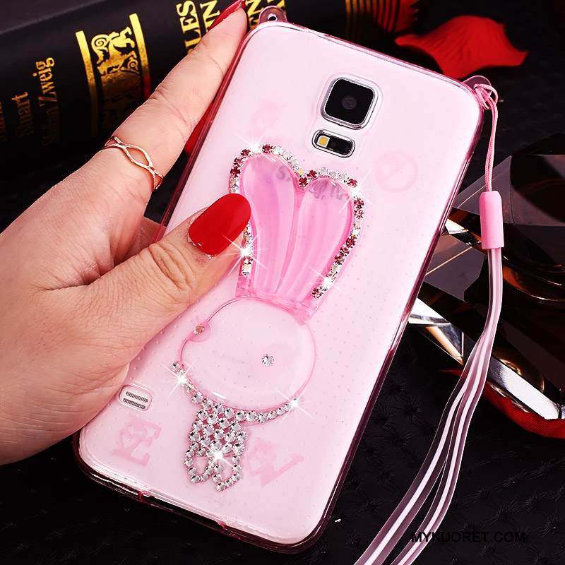 Kuori Samsung Galaxy S5 Silikoni Puhelimen Kuoret Violetti, Kotelo Samsung Galaxy S5 Sarjakuva Ripustettavat Koristeet Läpinäkyvä