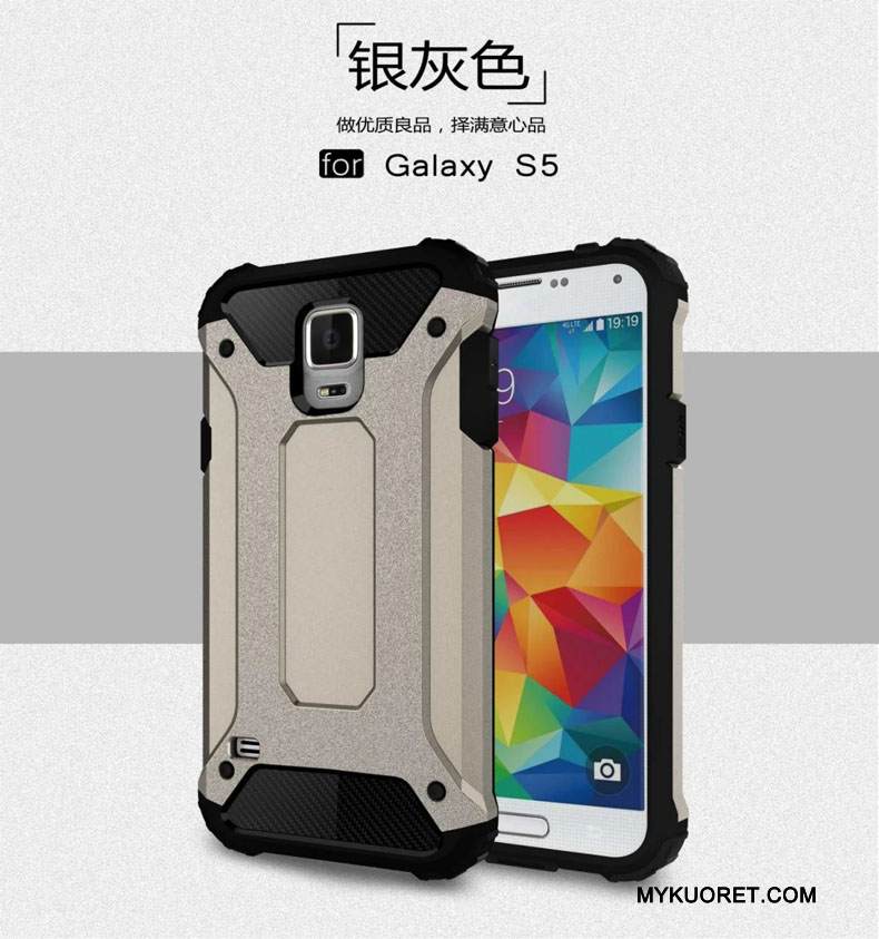 Kuori Samsung Galaxy S5 Suojaus Suupaltti Murtumaton, Kotelo Samsung Galaxy S5 Silikoni Hopea Puhelimen Kuoret