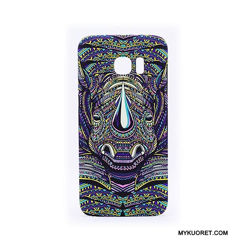 Kuori Samsung Galaxy S6 Edge + Kohokuviointi Kirkas Pesty Suede, Kotelo Samsung Galaxy S6 Edge + Suojaus Puhelimen Kuoret Kova