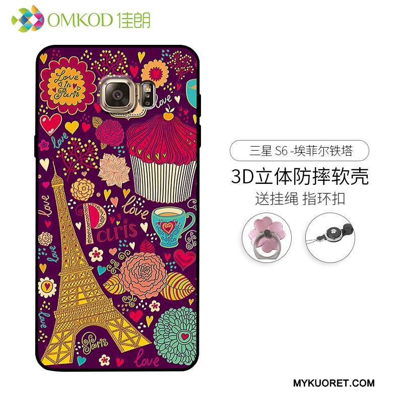 Kuori Samsung Galaxy S6 Edge Kohokuviointi Sininen Trendi, Kotelo Samsung Galaxy S6 Edge Pehmeä Neste Puhelimen Kuoret Persoonallisuus