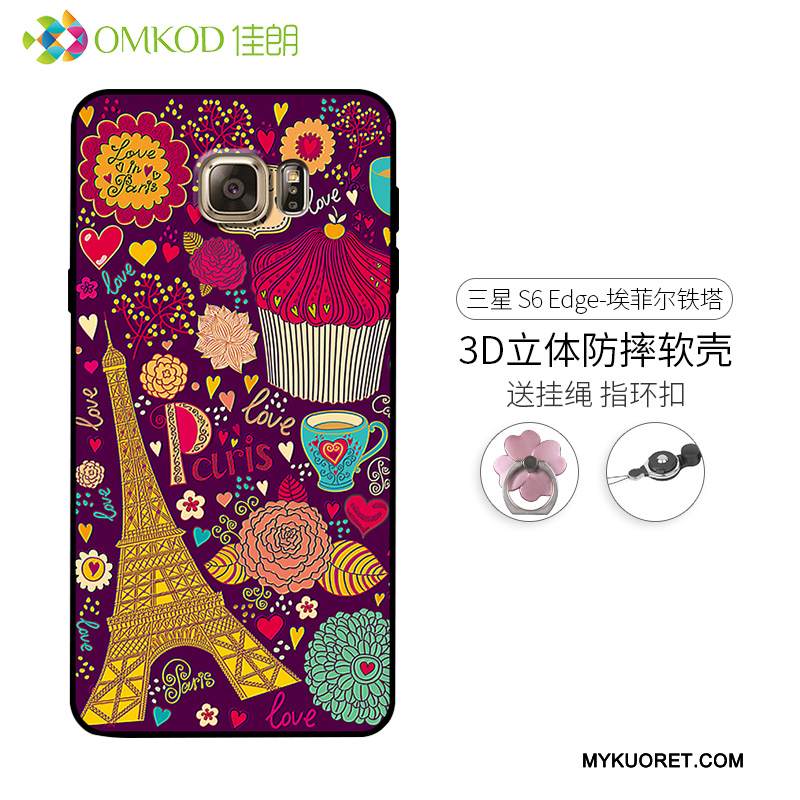 Kuori Samsung Galaxy S6 Edge Kohokuviointi Sininen Trendi, Kotelo Samsung Galaxy S6 Edge Pehmeä Neste Puhelimen Kuoret Persoonallisuus