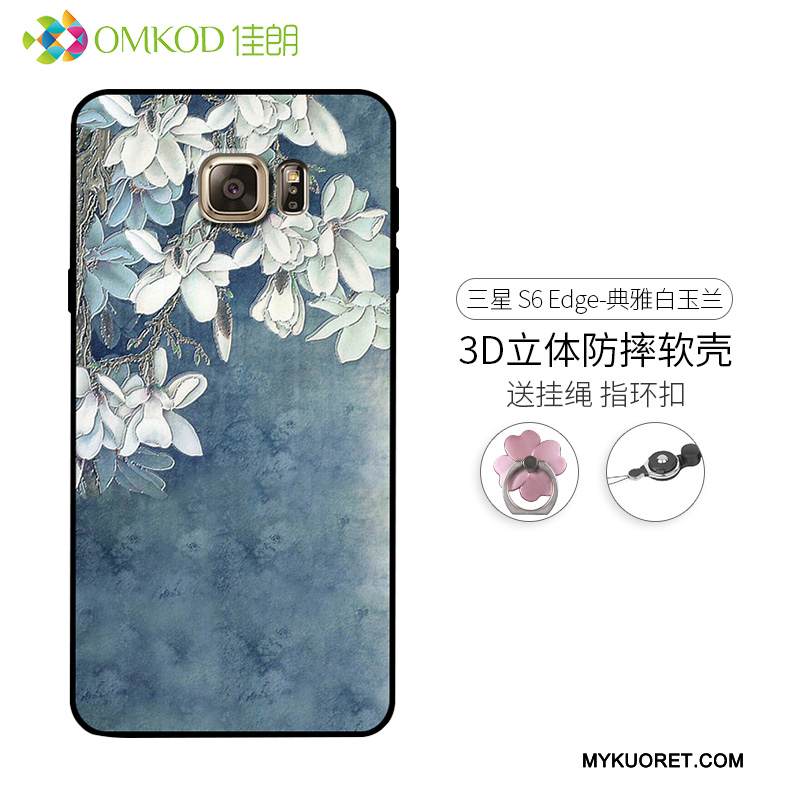 Kuori Samsung Galaxy S6 Edge Kohokuviointi Sininen Trendi, Kotelo Samsung Galaxy S6 Edge Pehmeä Neste Puhelimen Kuoret Persoonallisuus