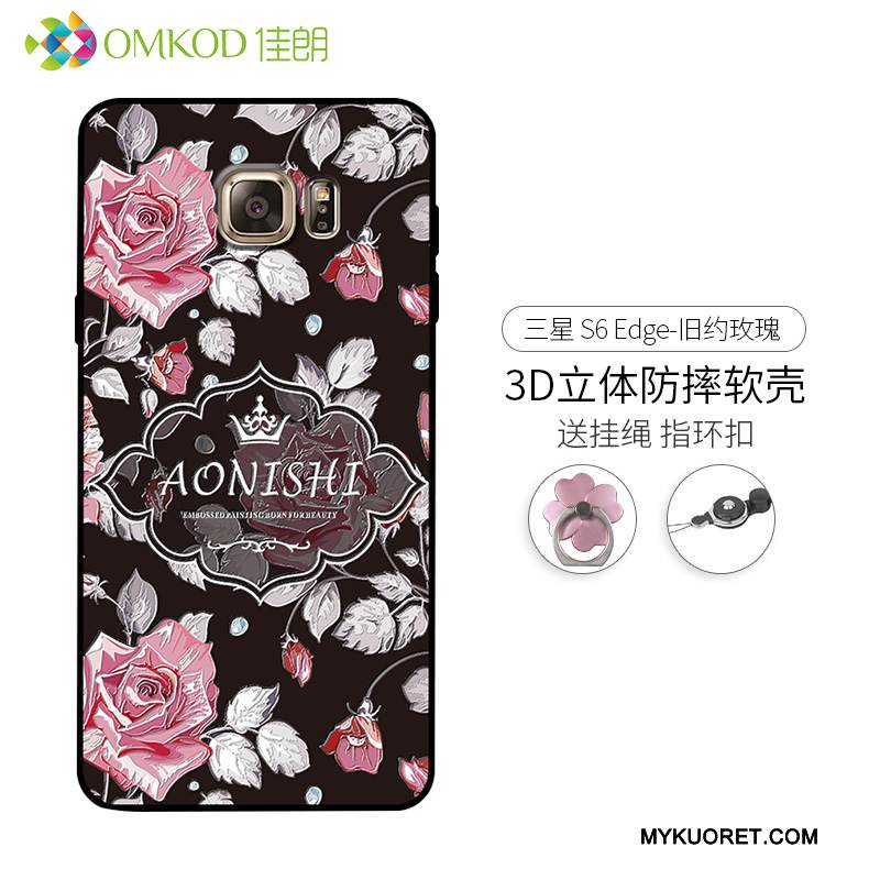 Kuori Samsung Galaxy S6 Edge Kohokuviointi Sininen Trendi, Kotelo Samsung Galaxy S6 Edge Pehmeä Neste Puhelimen Kuoret Persoonallisuus