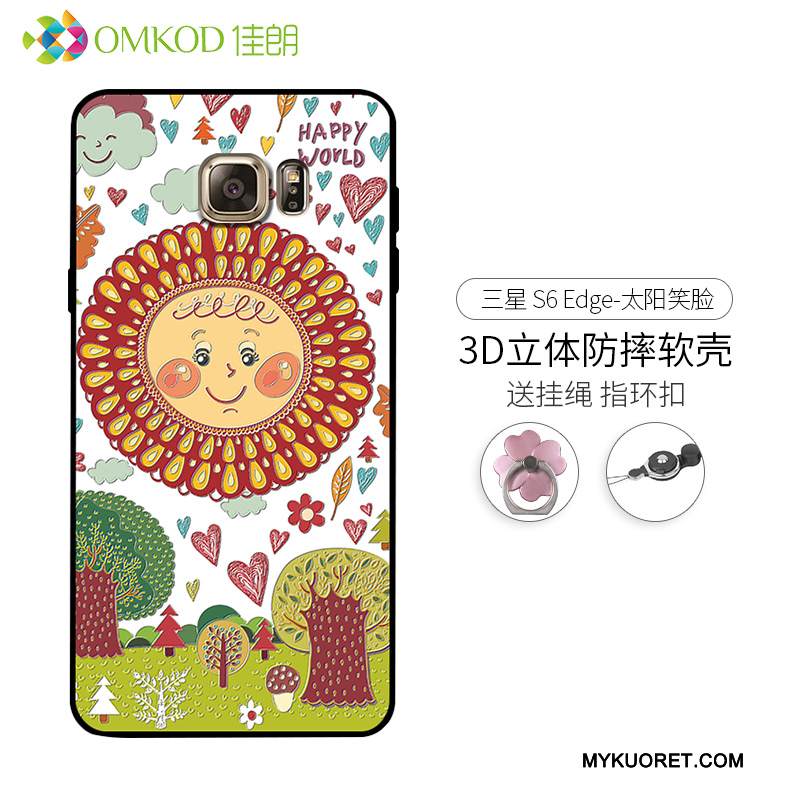 Kuori Samsung Galaxy S6 Edge Kohokuviointi Sininen Trendi, Kotelo Samsung Galaxy S6 Edge Pehmeä Neste Puhelimen Kuoret Persoonallisuus