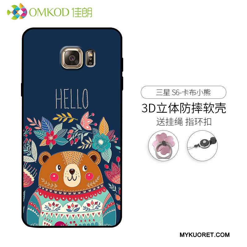 Kuori Samsung Galaxy S6 Edge Kohokuviointi Sininen Trendi, Kotelo Samsung Galaxy S6 Edge Pehmeä Neste Puhelimen Kuoret Persoonallisuus