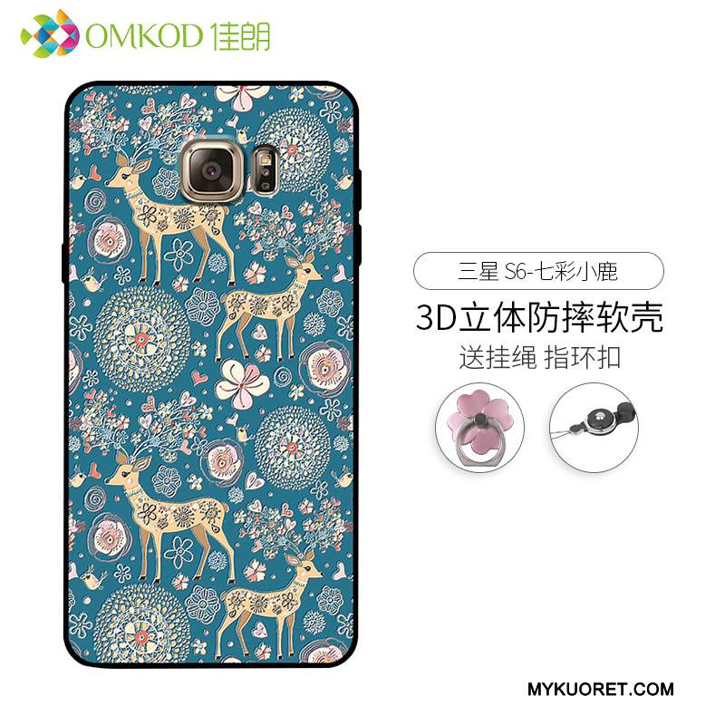 Kuori Samsung Galaxy S6 Edge Kohokuviointi Sininen Trendi, Kotelo Samsung Galaxy S6 Edge Pehmeä Neste Puhelimen Kuoret Persoonallisuus