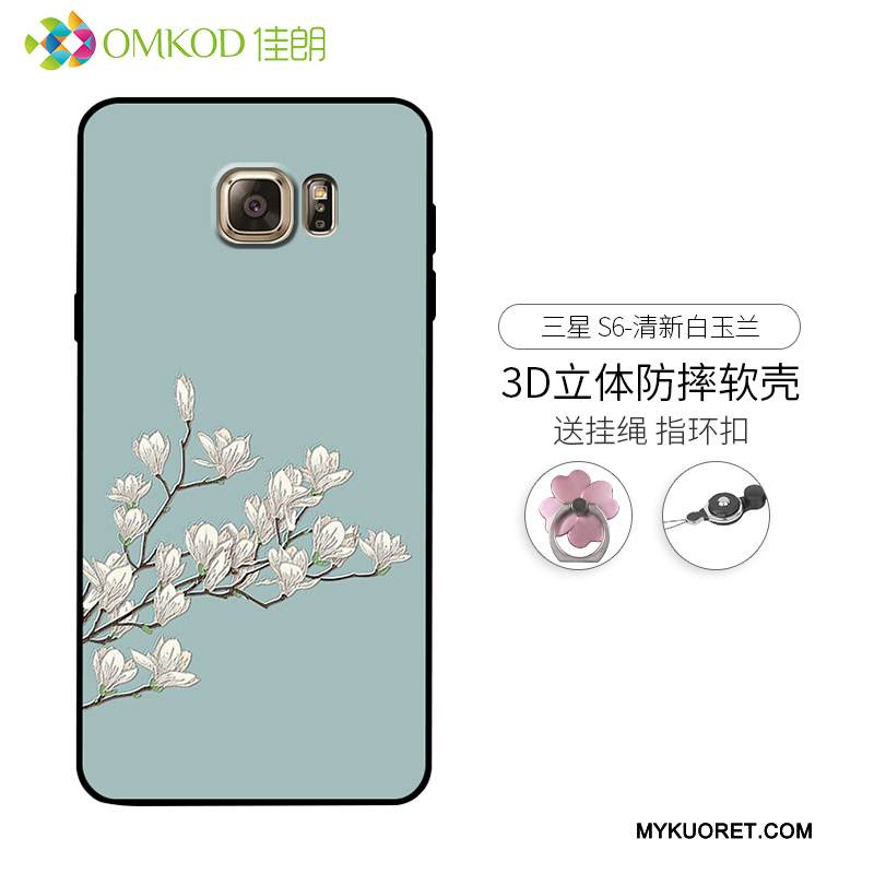 Kuori Samsung Galaxy S6 Edge Kohokuviointi Sininen Trendi, Kotelo Samsung Galaxy S6 Edge Pehmeä Neste Puhelimen Kuoret Persoonallisuus