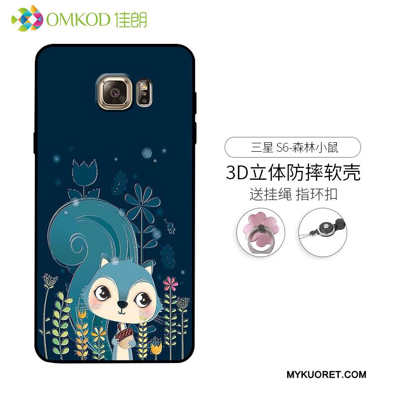 Kuori Samsung Galaxy S6 Edge Kohokuviointi Sininen Trendi, Kotelo Samsung Galaxy S6 Edge Pehmeä Neste Puhelimen Kuoret Persoonallisuus