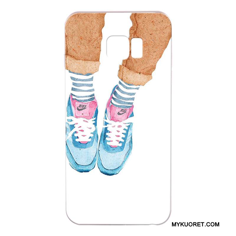 Kuori Samsung Galaxy S6 Edge + Kohokuviointi Uusi Murtumaton, Kotelo Samsung Galaxy S6 Edge + Suojaus Kova Valkoinen